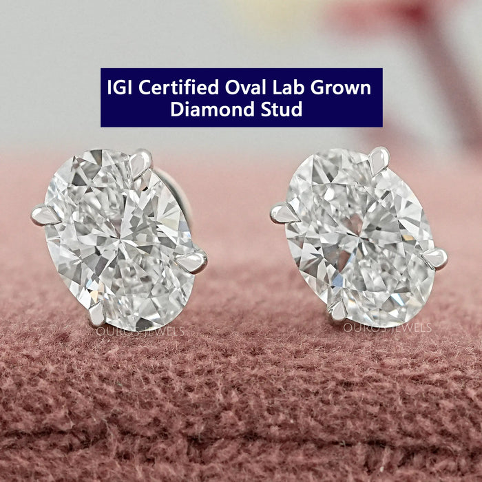 Oval Cut Lab Diamond Stud Earrings