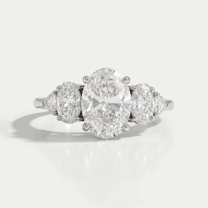 Oval And Trillion Lab Diamond Five Stone Engagement Ring Rings