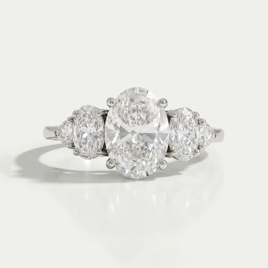 Oval And Trillion Lab Diamond Five Stone Engagement Ring Rings
