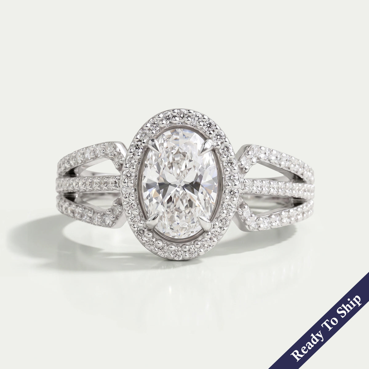 Oval Cut Halo Lab Grown Diamond Engagement Ring