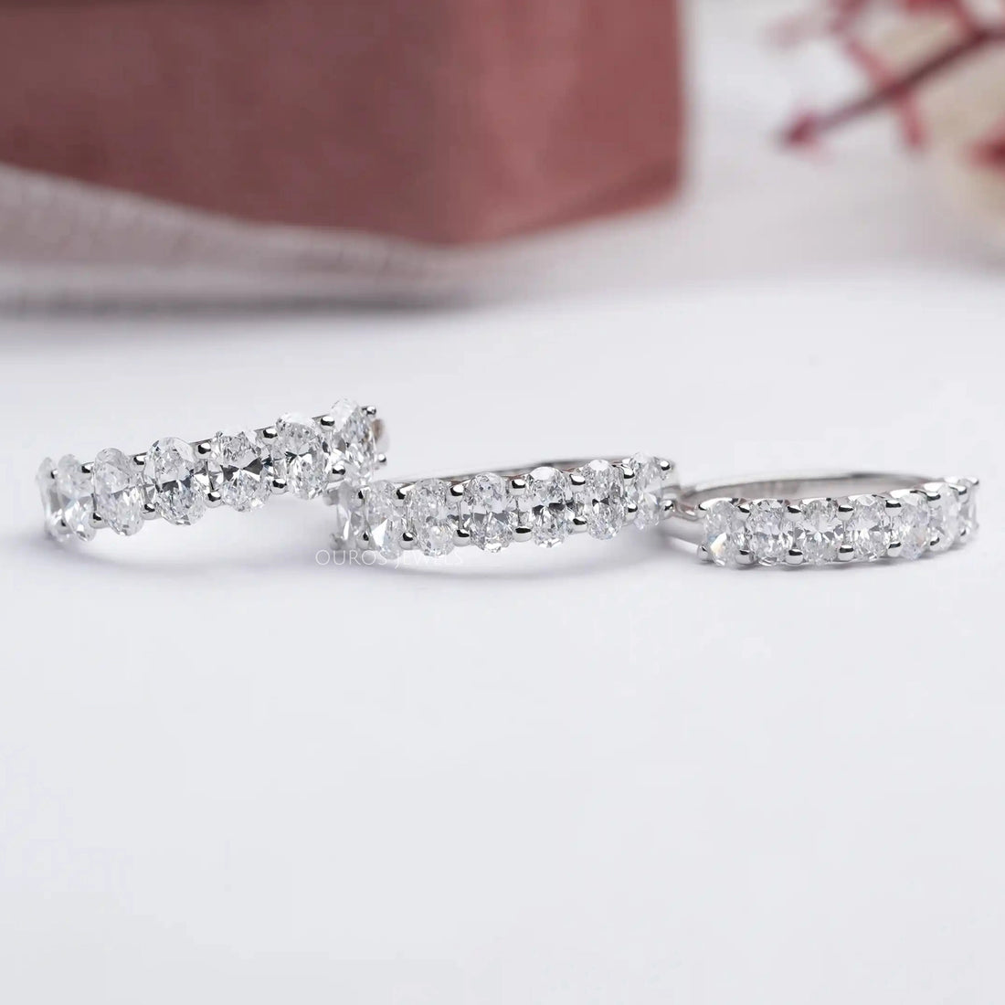 Oval Cut Lab Grown Diamond Seven Stone Anniversary Ring Rings