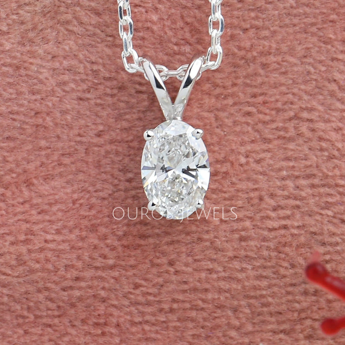 Oval Cut Lab Diamond Solitaire Necklace