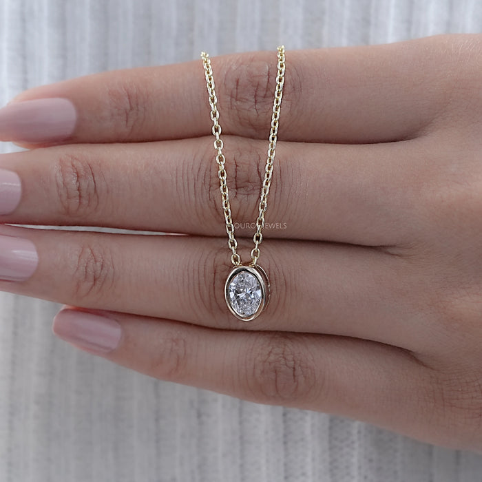Oval Lab Diamond Bezel Set Solitaire Pendant