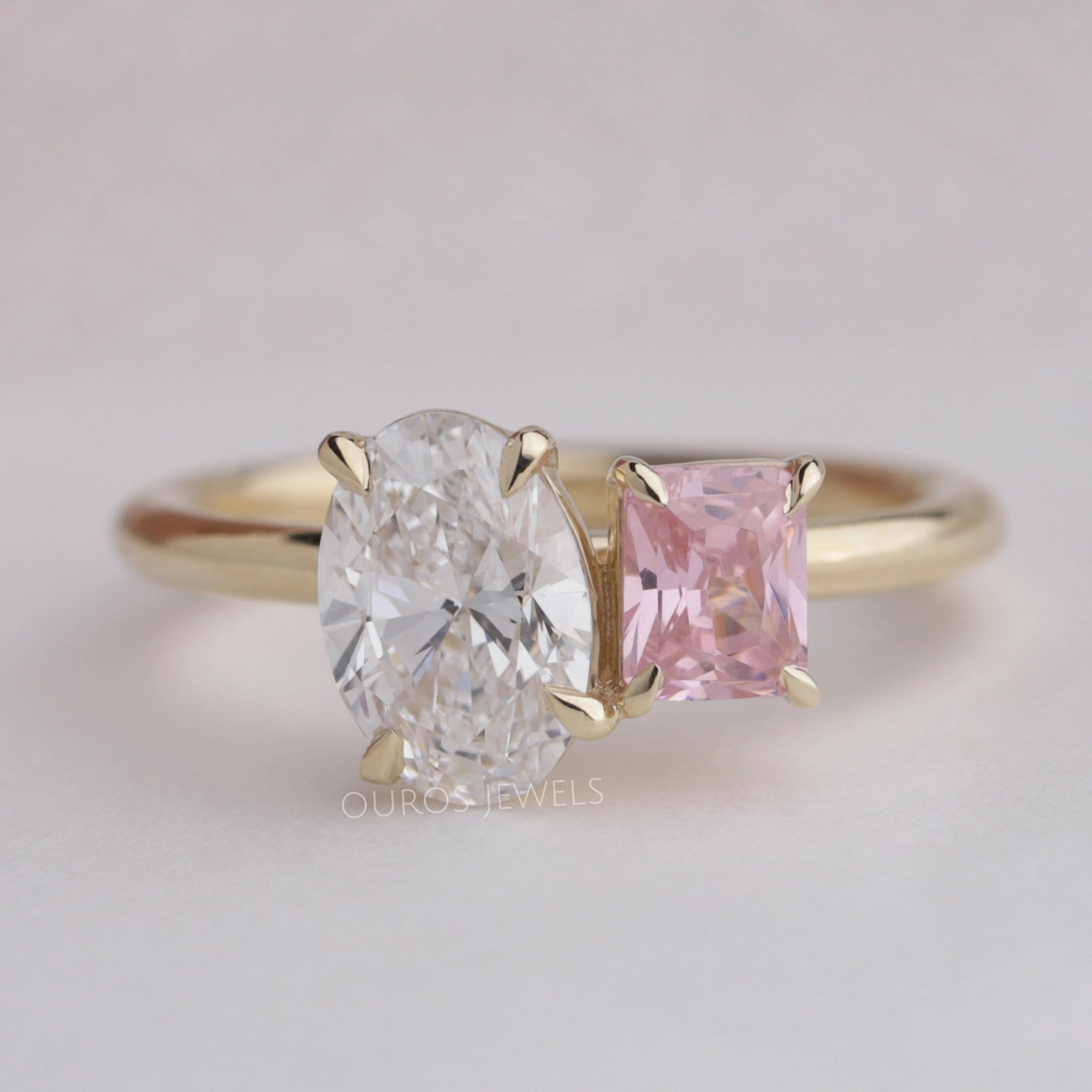 Semi Precious Radiant Shape Toi Et Moi Anniversary Ring