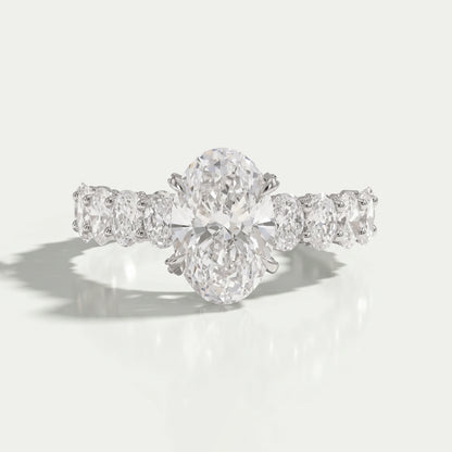 Oval Cut Lab Diamond Solitaire Accent Engagment Ring Ring