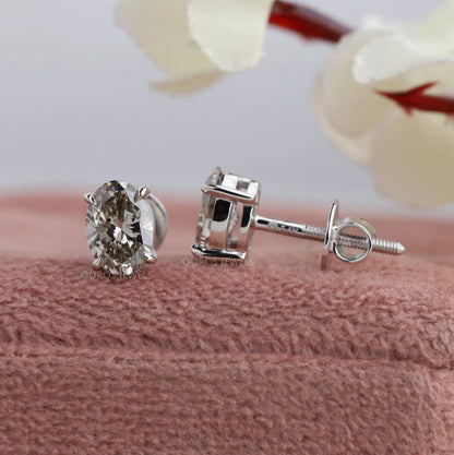 Olive Oval Cut Solitaire Stud Earrings Earring