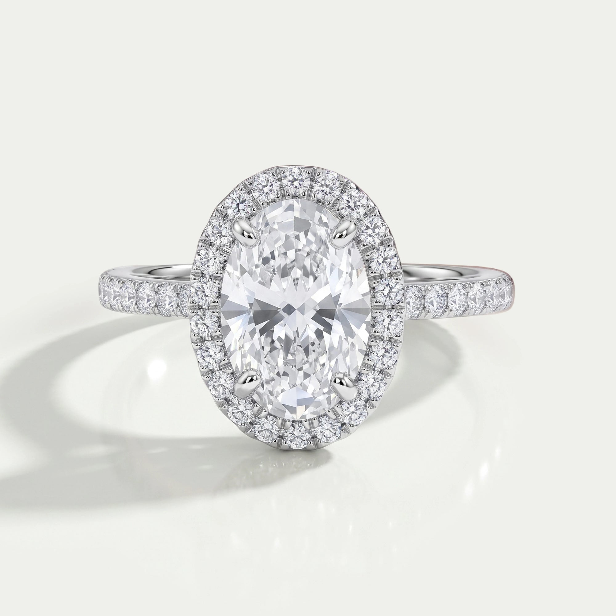 Oval Cut Halo Accent Diamond Engagement Ring Ring