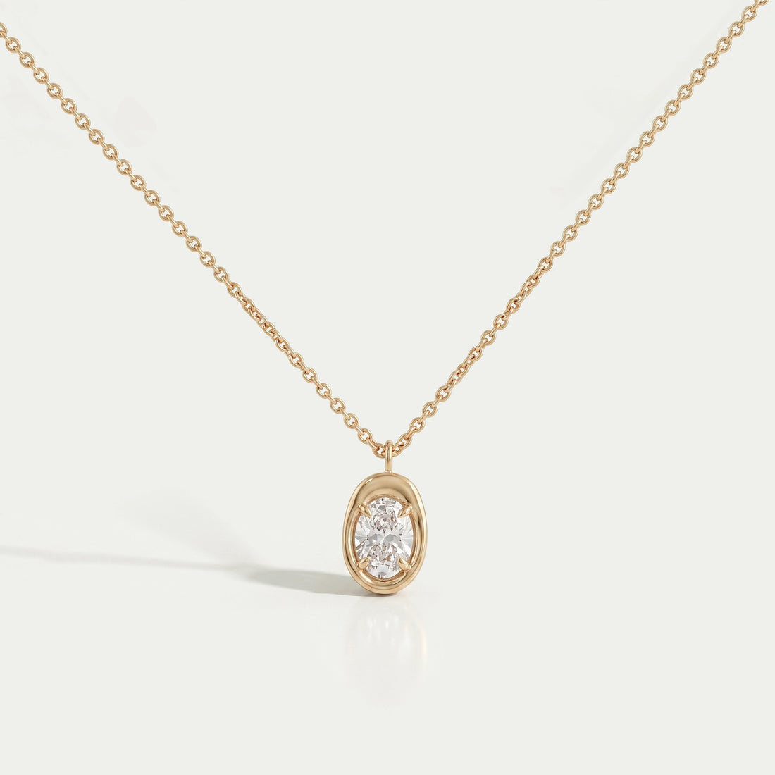 Oval Lab Diamond Molten Heirloom Pendant Necklaces