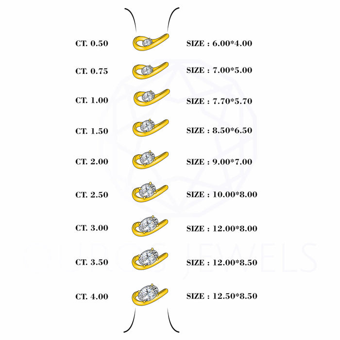 Oval Cut Solitaire Curved Engagement Ring Ring