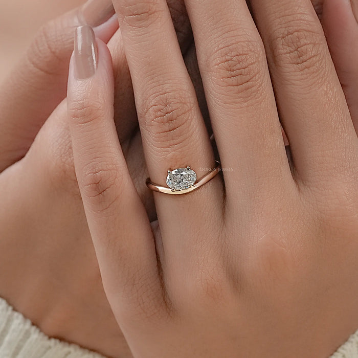 Oval Cut Solitaire Curved Engagement Ring Ring