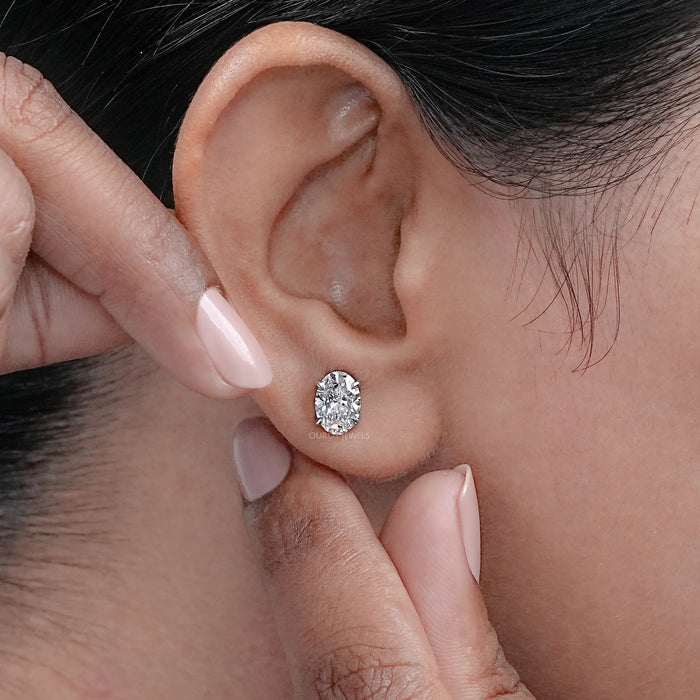 Oval Cut Lab Diamond Stud Earrings