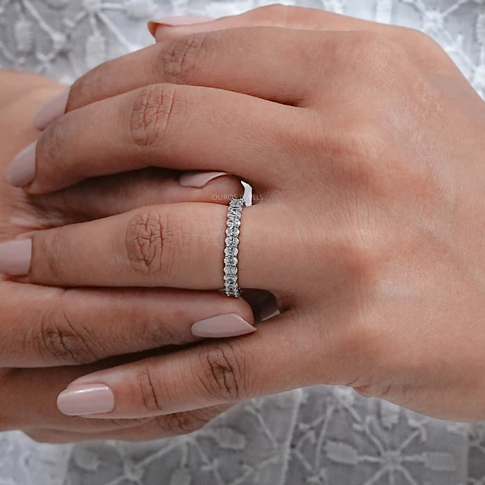 Diamond Wedding Ring With Eternity Oval Cut