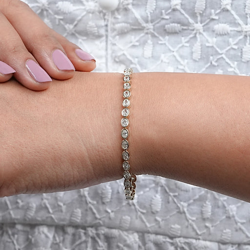 Oval Cut Lab Grown Diamond Bezel Set Tennis Bracelet