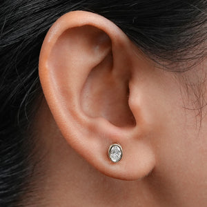 Oval Lab Diamond Bezel Set Stud Earring