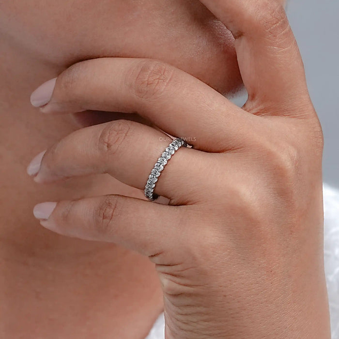 Diamond Wedding Ring With Eternity Oval Cut