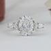 front view of oval and half moon cut diamond five stone engagement ring