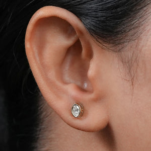 Oval Lab Diamond Bezel Set Stud Earring