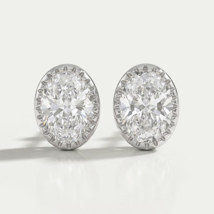 Oval Cut Lab Diamond Milgrain Stud Earrings Earrings