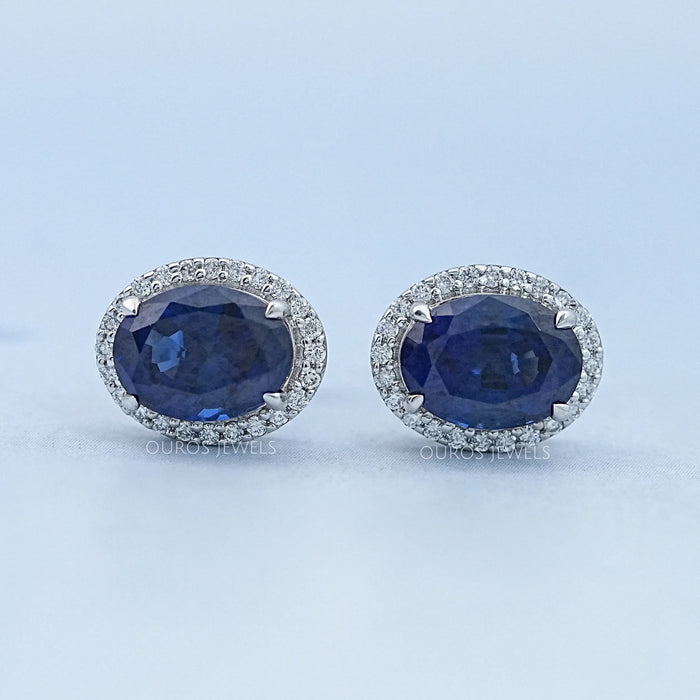 Oval Cut Sapphire Gemstone Stud