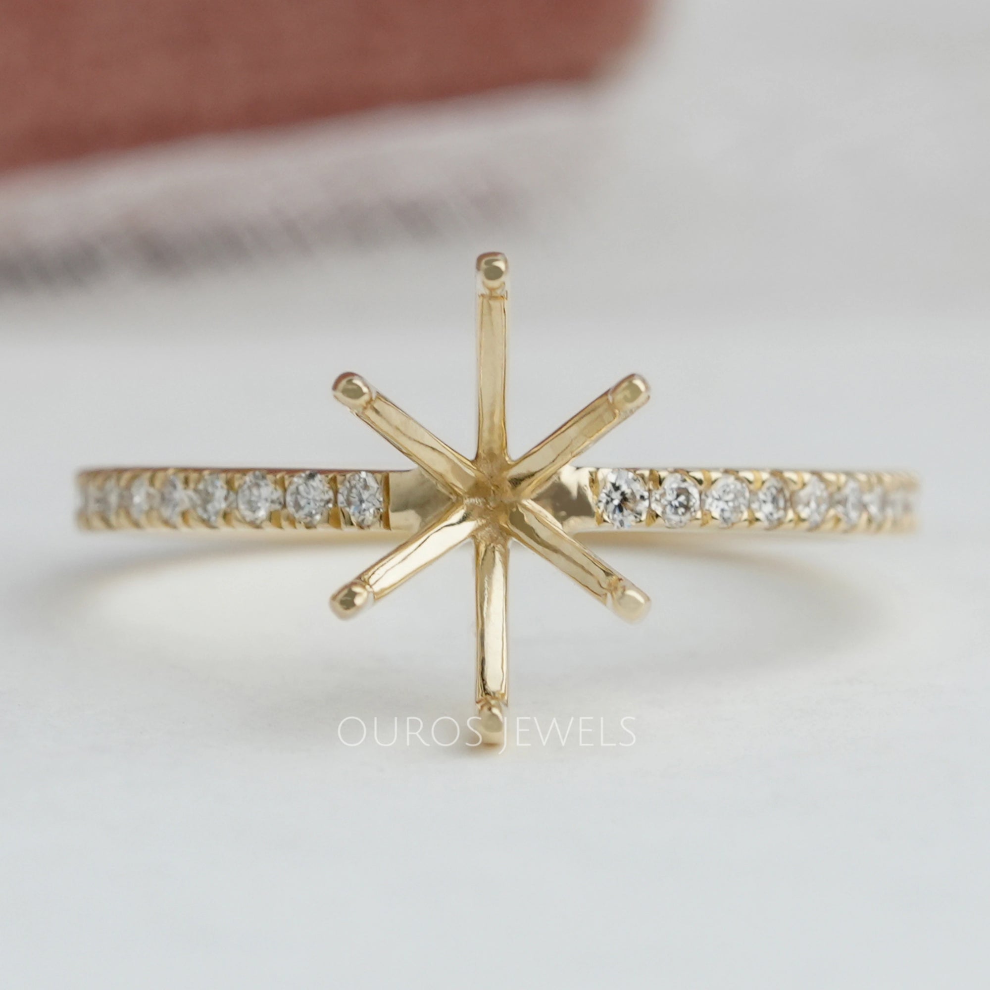 Oval Shape Semi Mount Accent Diamond Ring