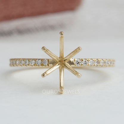 Oval Shape Semi Mount Accent Diamond Ring