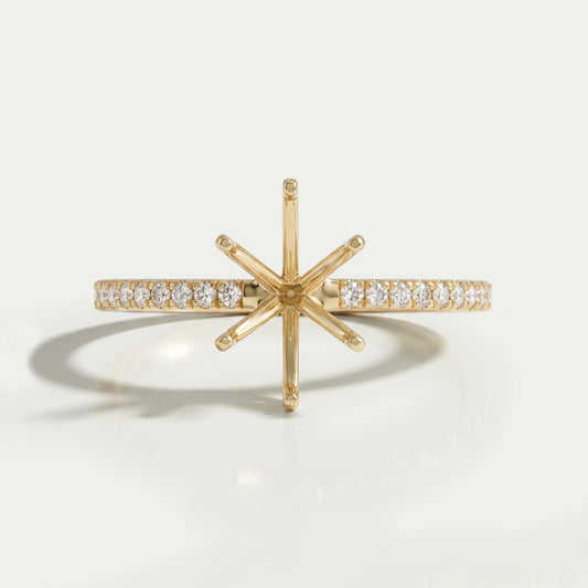 Oval Shape Semi Mount Accent Diamond Ring