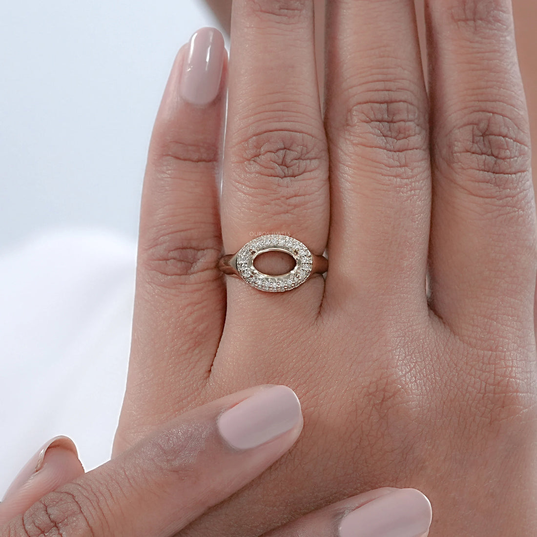 Oval Shape Double Halo Semi Mount Engagement Ring Rings