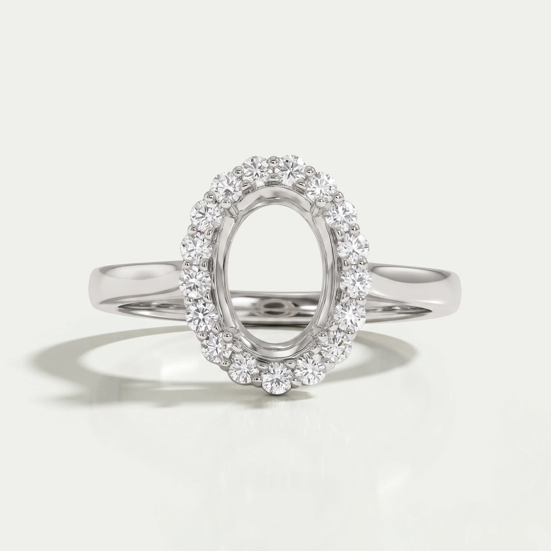 Oval Shape Halo Semi Mount Engagement Ring Ring