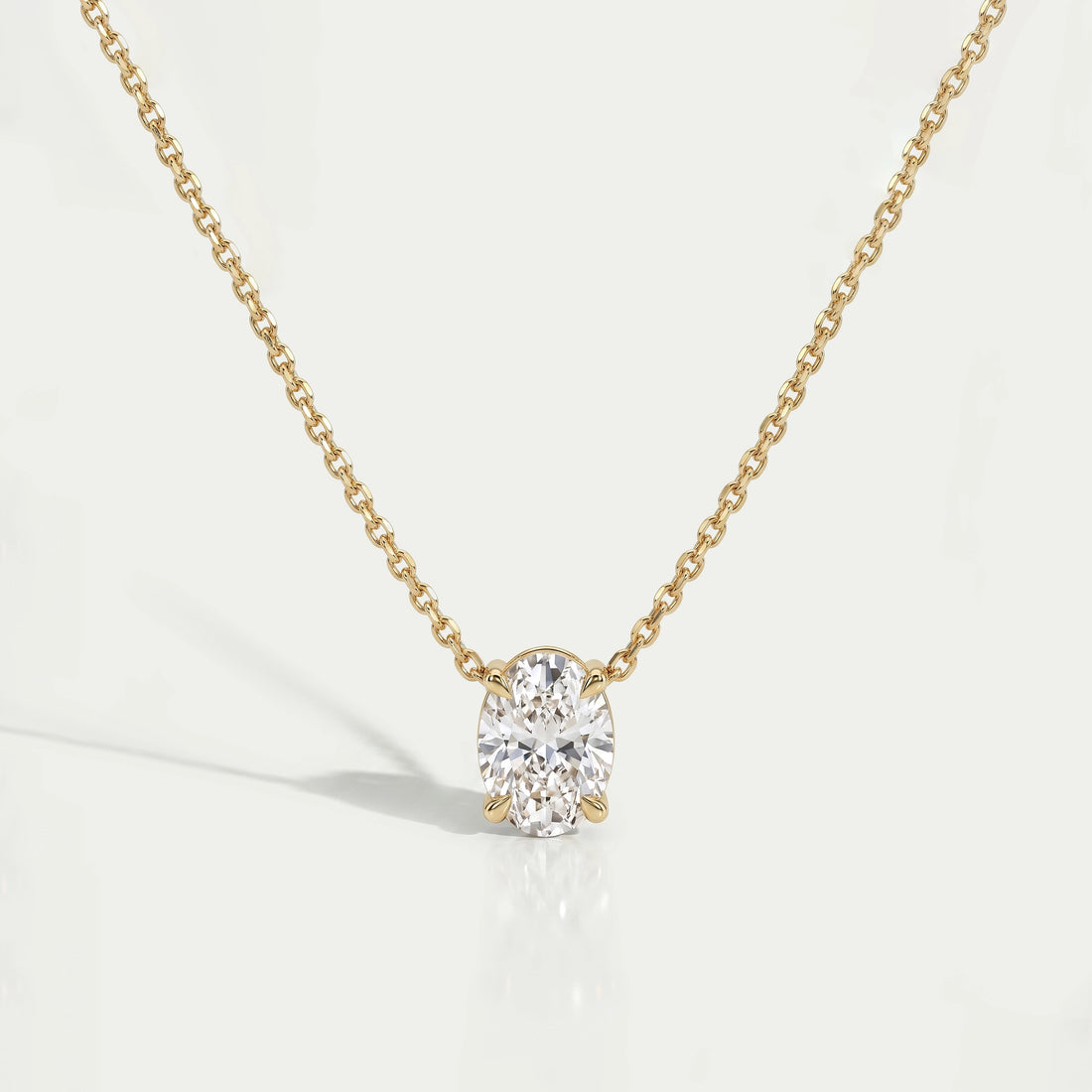 Oval Cut Lab Diamond Solitaire Pendant Necklaces