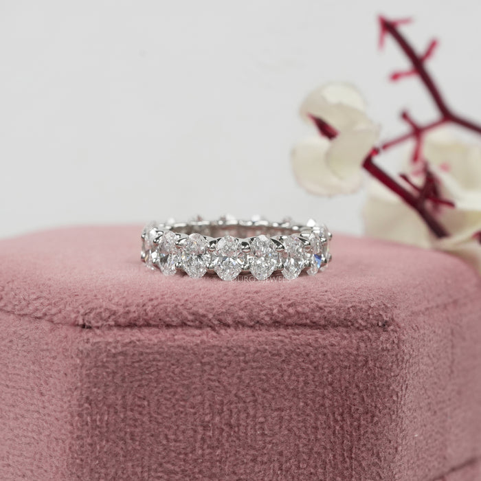 Oval Diamond Eternity Band, Platinum Wedding Band