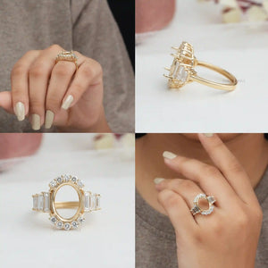 [Collage of Oval Shape Semi Mount Ring]-[Ouros Jewels]