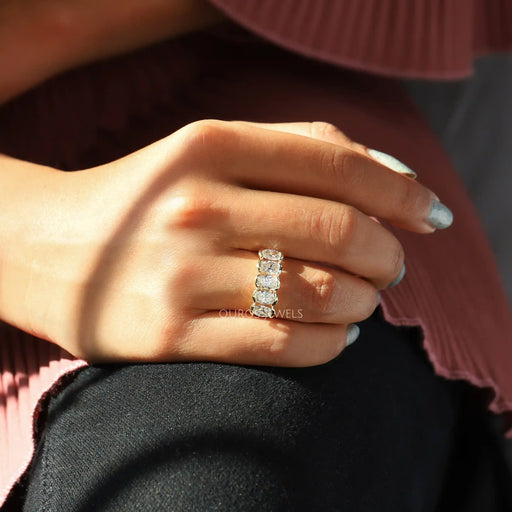 Half Bezel Set Oval Cut Engagement Ring In Yellow Gold