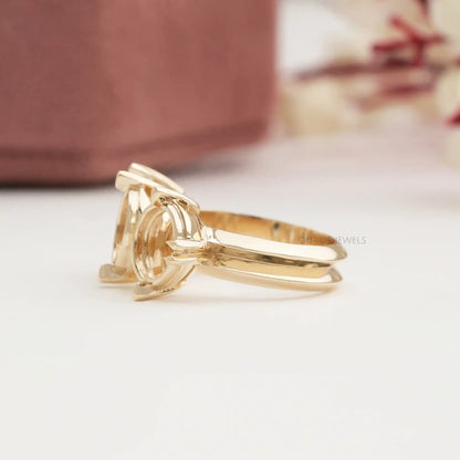 Three Stone Oval Semi Mount Engagement Ring