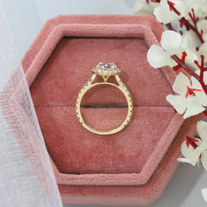 [Oval Cut Halo Engagement Ring In 14k Yellow Gold]-[Ouros Jewels]