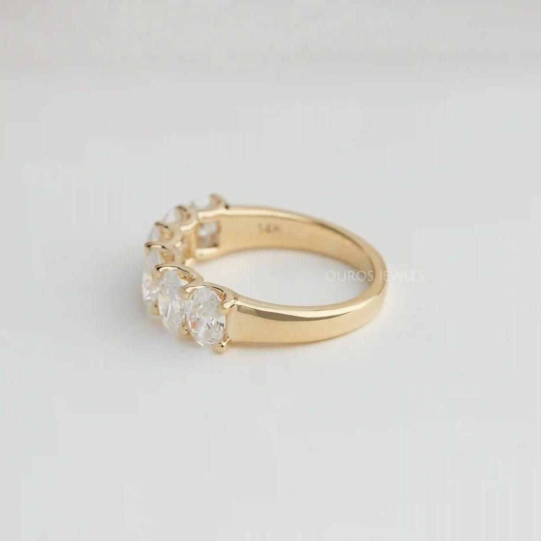 Oval Cut Lab Diamond Wedding Band Rings