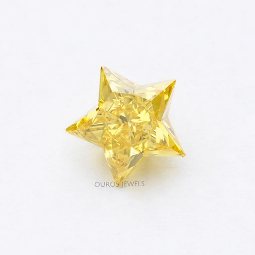 front view of fancy star cut yellow lab grown diamond loose
