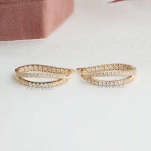 Round Cut Pave Set Diamond Hoop Earrings