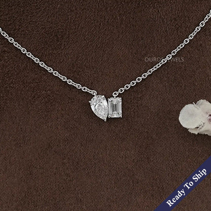 Pear And Emerald Lab Diamond Toi Moi Pendant Necklaces