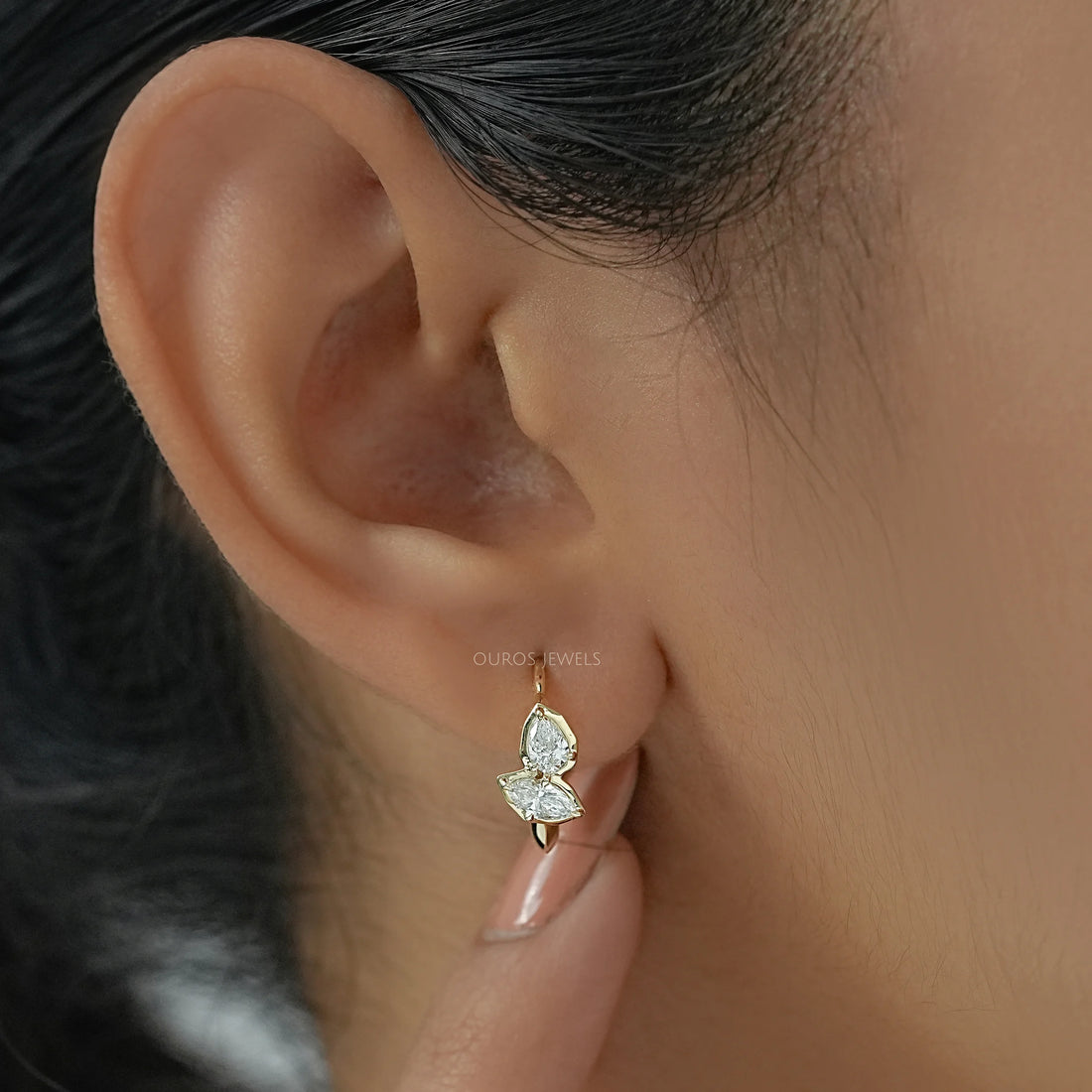 Pear And Marquise Lab Diamond Hoop Earrings Earrings