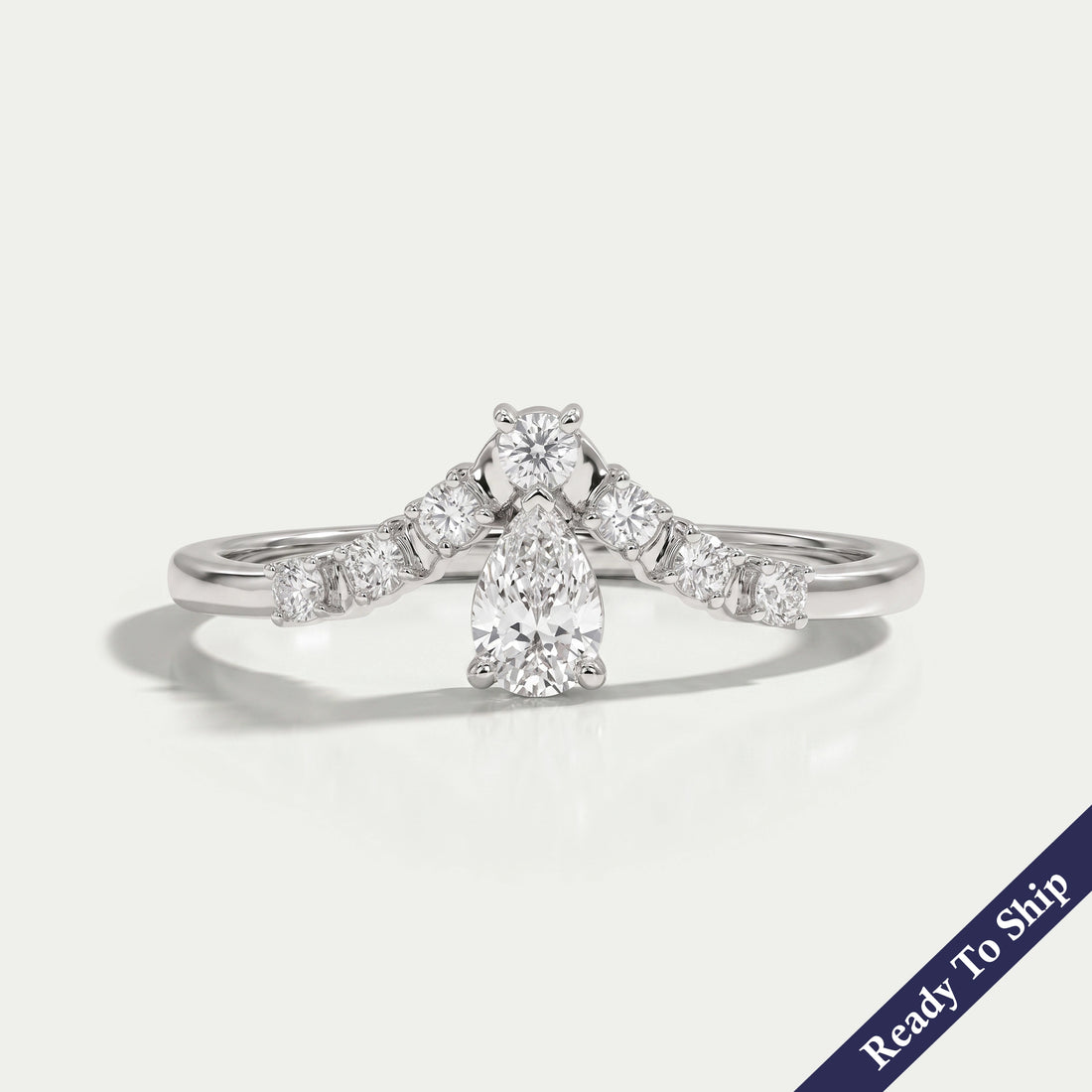 Pear Diamond Curved Wedding Band