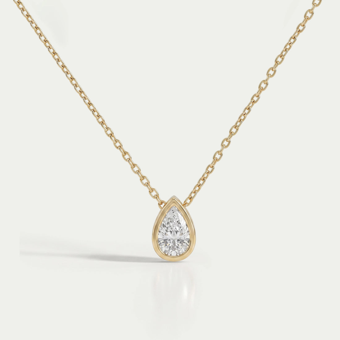 Bezel Set Pear Lab Diamond Solitaire Pendant Necklaces