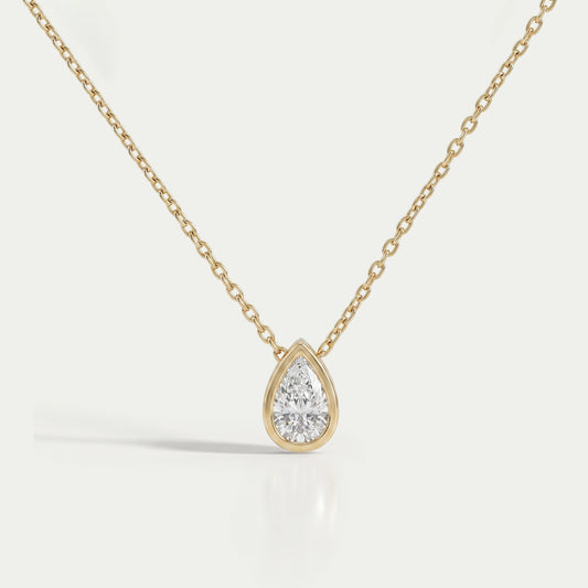 Bezel Set Pear Lab Diamond Solitaire Pendant Necklaces