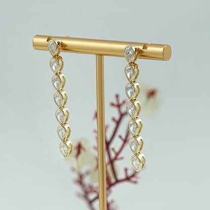 Pear Diamond Bezel Set Dangle Earrings Earrings