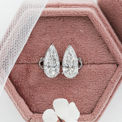 Pear Diamond Clip On Back Stud Earrings Earrings