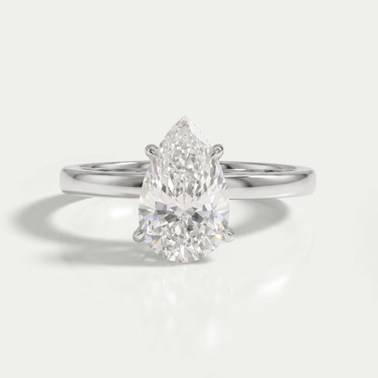 Pear Cut Diamond Solitaire Engagement Ring Rings