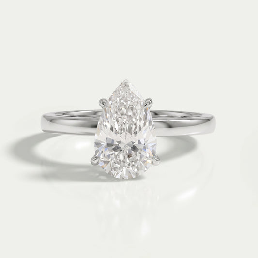 Pear Cut Diamond Solitaire Engagement Ring Rings