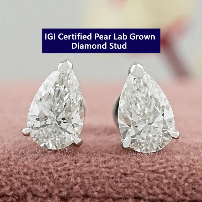 Pear Cut  Lab Diamond  Stud  Earrings