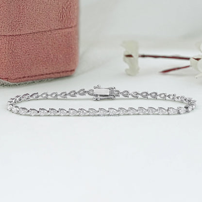 Pear Diamond Tennis Bracelet - East West Set Prong Set Bracelet