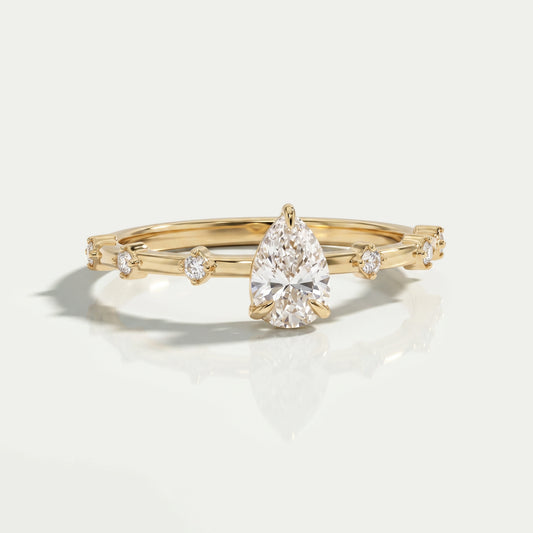 Pear Cut Lab Grown Accent Diamond Engagement Ring