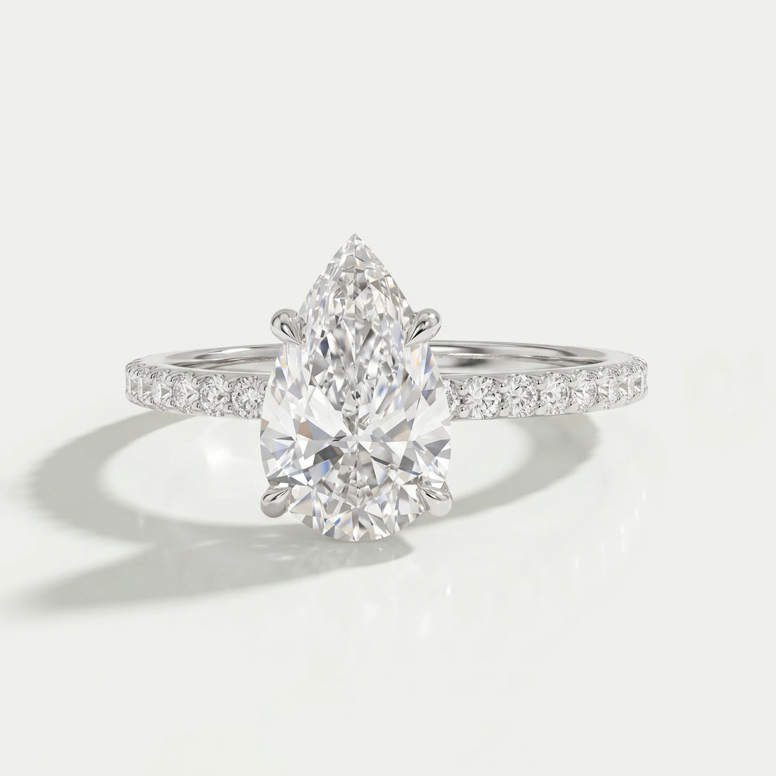 Solitaire Accent Pear Shape Lab Diamond Ring